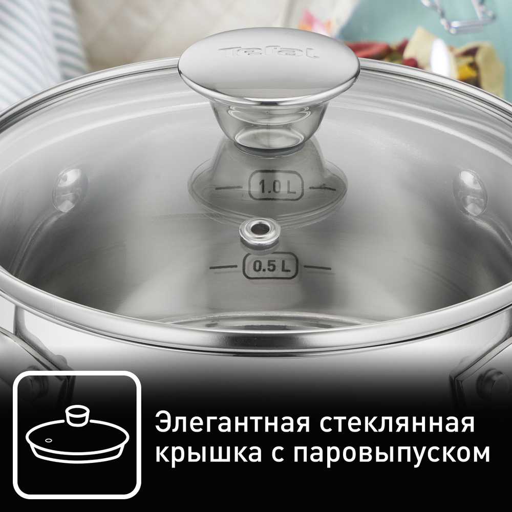 Набор посуды Tefal Cook Eat 4 предмета 1,5/2,2л 16/18см B9214S04