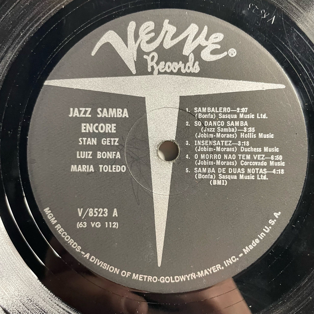 Винтажная виниловая пластинка LP Stan Getz, Luiz Bonfa, Jazz Samba Encore (США 1963)