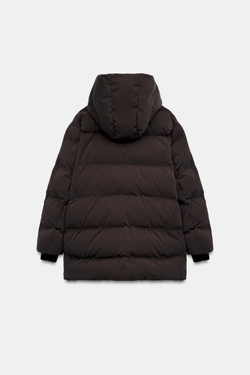 ZARA ВЕТРОЗАЩИТНЫЙ ПРОРЕЗИНЕННЫЙ АНОРАК С КАПЮШОНОМ, КОРИЧНЕВЫЙ