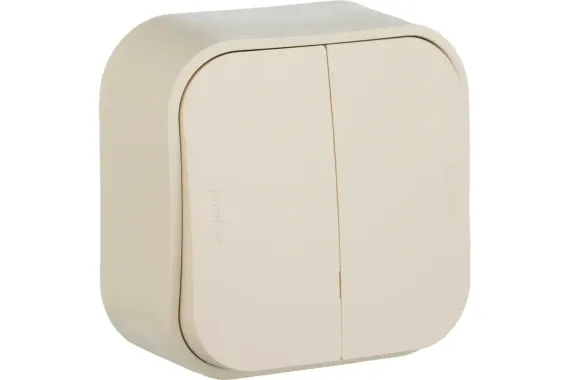 Выключатель Legrand Quteo 2-клавишный накладной слоновая кость 25978