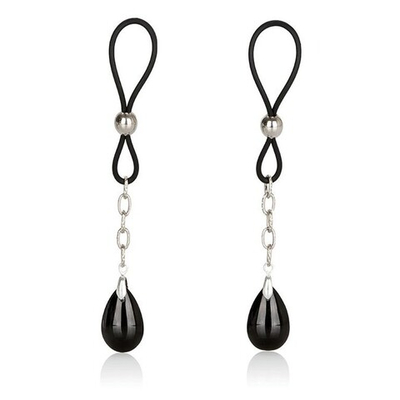 Зажимы на соски Nipple Play Non - Piercing Nipple Jewelry , Onyx (Цвет: черный с серебряным)