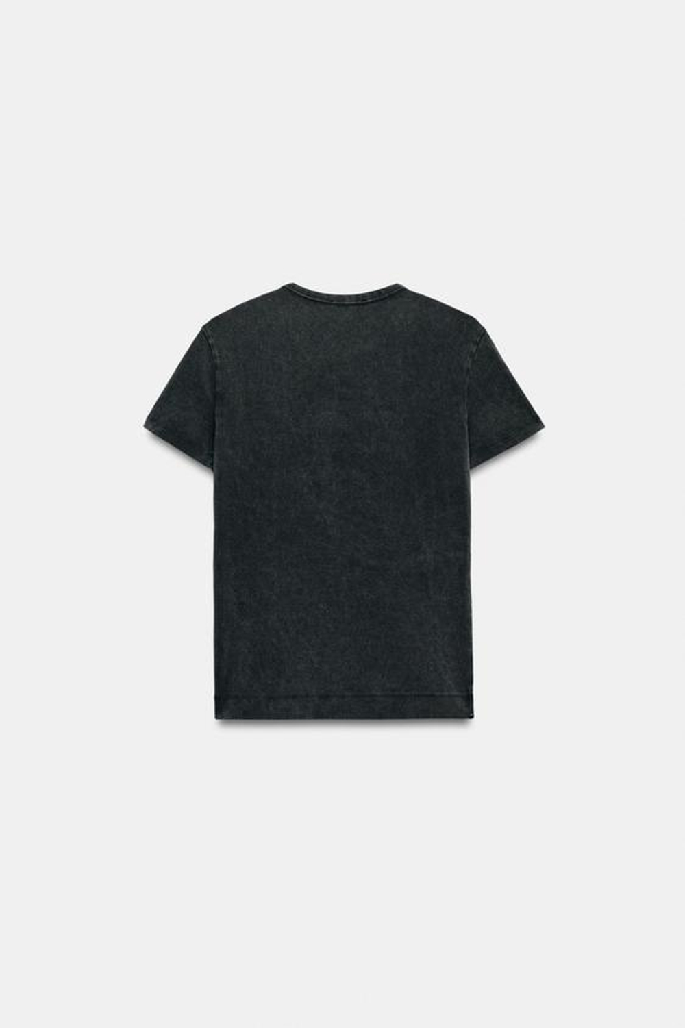 ZARA ФУТБОЛКА С ЭФФЕКТОМ ПОТЕРТОСТИ И НАДПИСЬЮ СО СТРАЗАМИ, АНТРАЦИТОВО-СЕРЫЙ