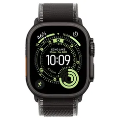 Часы Apple Watch Ultra 3, 2025, 49 мм, титан чёрного цвета, ремешок Trail цвета «чёрный/угольно-чёрный»