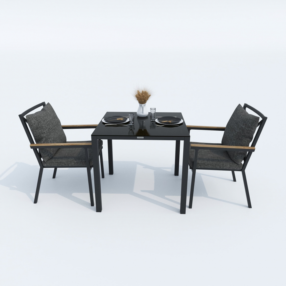 Стол обеденный Ideal Patio КАНА алюминий, стекло 80x80 см (4 ножки)