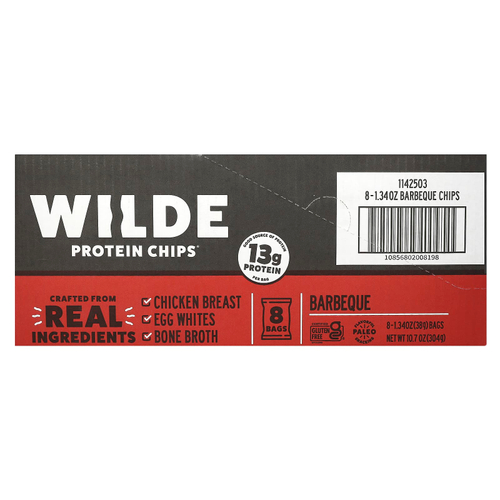 Wilde Brands, Protein Chips®, барбекю, 8 пакетиков по 38 г (1,34 унции)