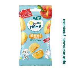 Печенье ФрутоНяня мультизлаковое с начинкой из яблок и персиков, 50 гр с 18 месяцев