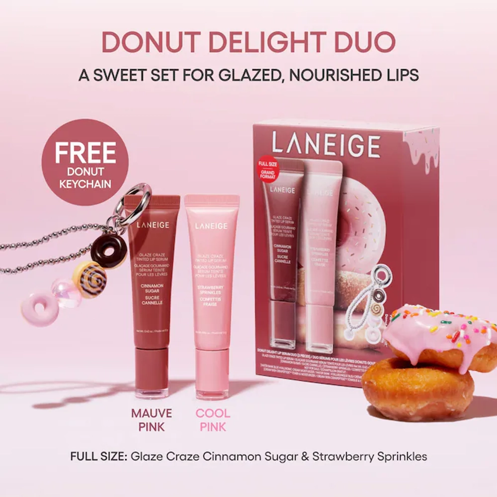 LANEIGE Glaze Craze Donut Delight Hydrating Tinted Lip Serum Duo
