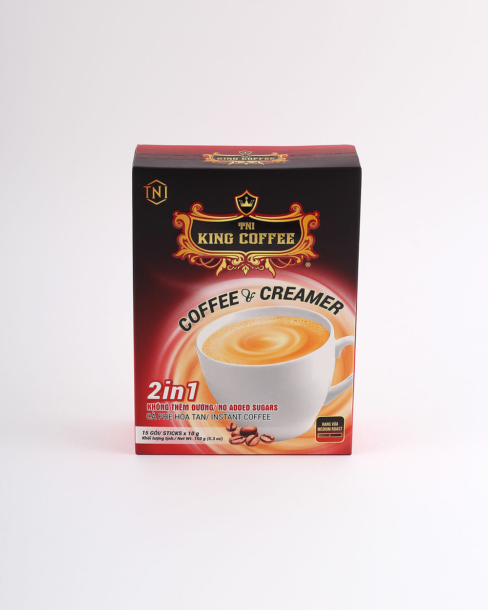 Растворимый вьетнамский кофе King Coffee and Creamer (кофе и сливки, 2 в 1), 5 упаковки по 15шт.
