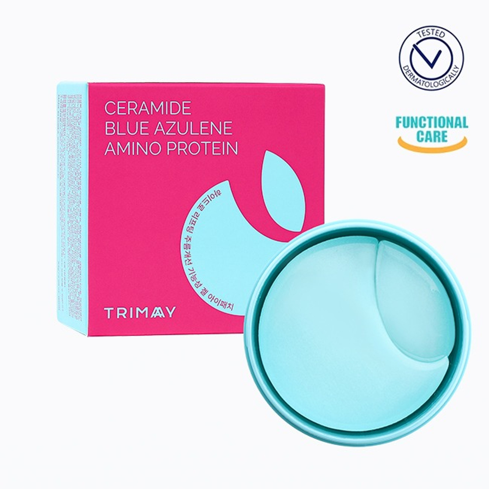 TRIMAY Патчи для век с керамидами, азуленом и аминокислотами (blue) Hydro Lifting Gel Eye Patch (30 шт. больших + 30 шт. лепестков)