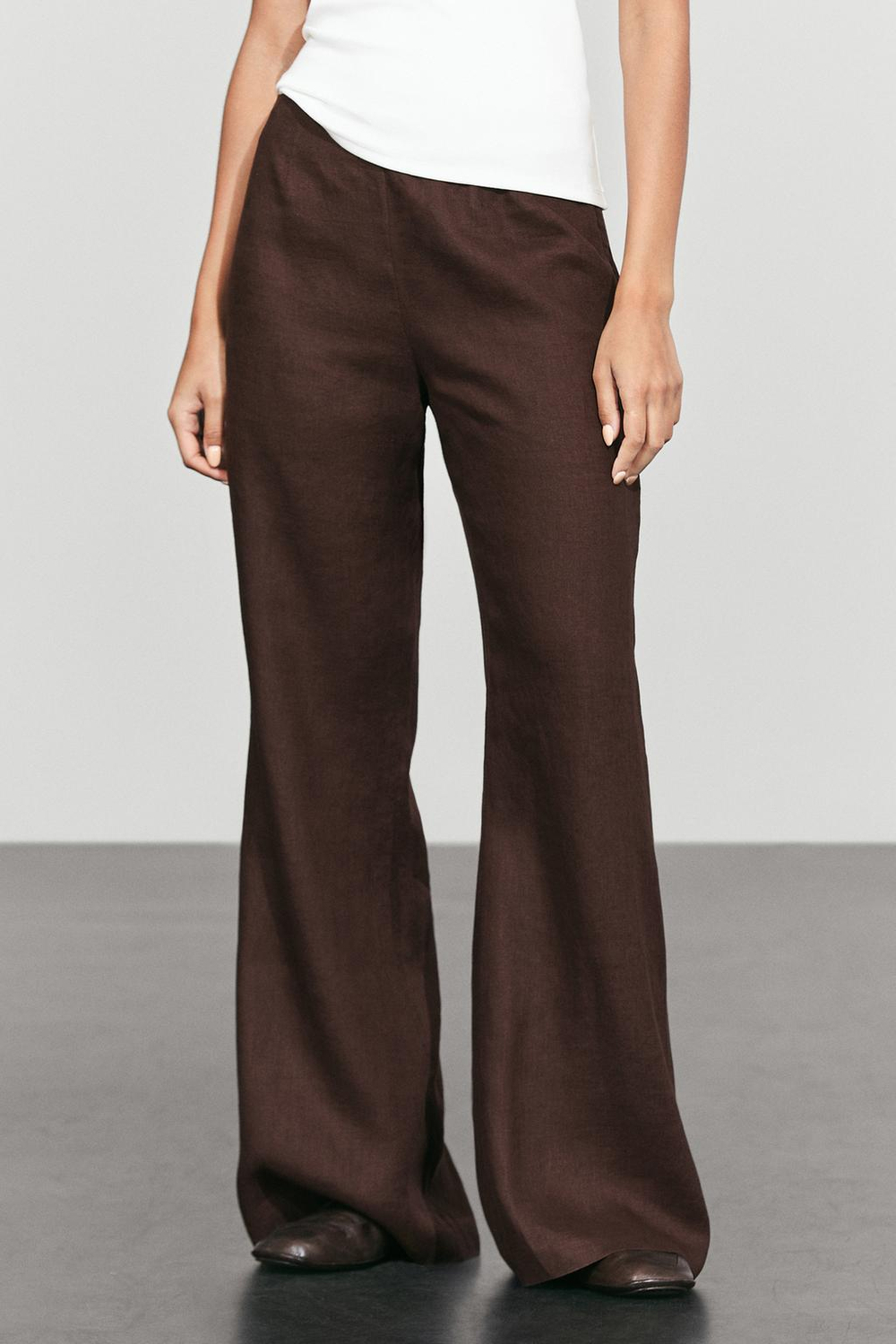 Massimo Dutti Свободные брюки из 100% льна, коричневый