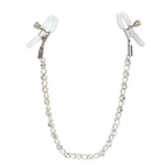 Зажимы на соски с серебристой цепочкой и кристаллами Crystal Chain Nipple Clamps (Цвет: серебристый)