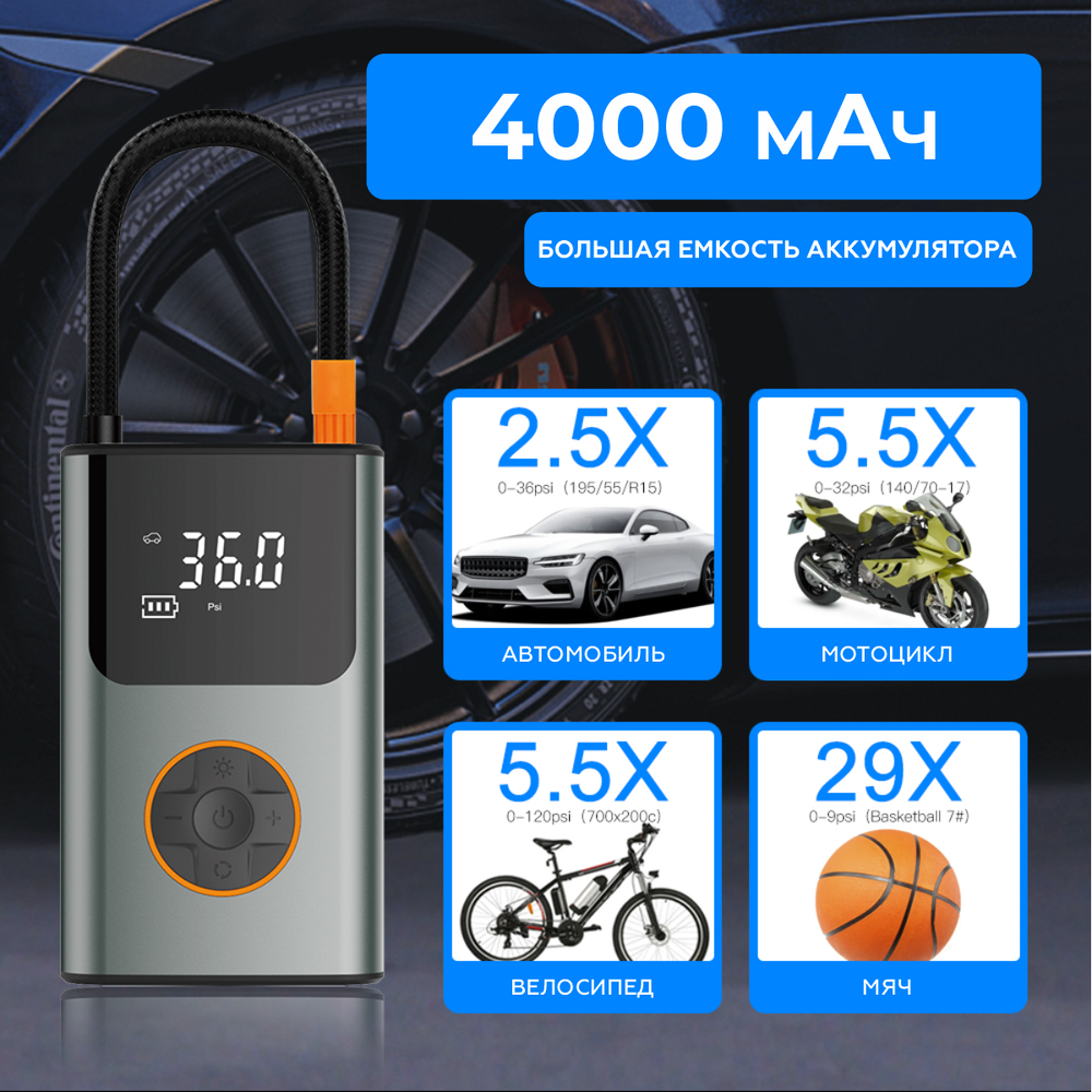Автомобильный компрессор iCartool IC-CC3695