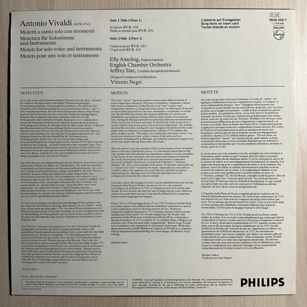Вивальди - Элли Амелинг, Английский камерный оркестр (Голландия 1978г.)