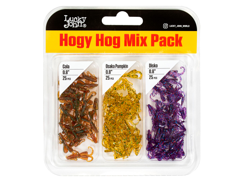 Hogy Hog Mix Pack 75 шт (0,8" - 20 мм) - набор силиконовых приманк от Lucky John