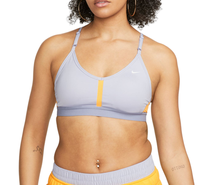 ТОП теннисный Nike Indy Bra V-Neck - oxygen purple/sundial/indigo haze/white