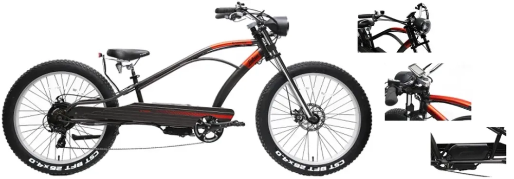 Электро-чоппер Falcon(40км\ч,до 40км на заряде.48V\500W,10,4Ah 48V,тормоза-Тектро,7 скор,Shimano tourney,Обод-26”х100мм алюм,покр-CST,26”х4”) Forsage-вело FEB50026001