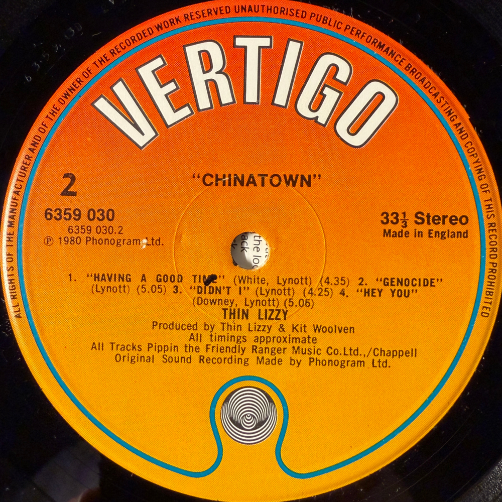 Thin Lizzy ‎– Chinatown (Англия 1980г.)
