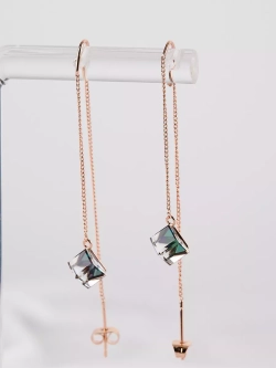Серьги-протяжки Миражи с фиолетовыми кристаллами Swarovski