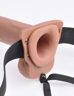 Кофейный перезаряжаемый фаллопротез 10 Hollow Strap-on with Remote - 21,6 см. (Цвет: кофейный)
