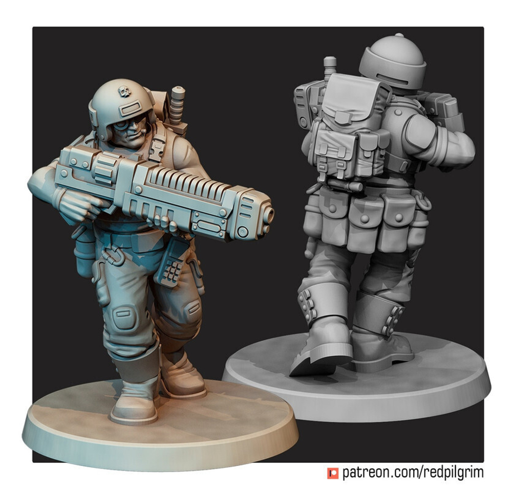 Astra Militarum Гвардеец с плазменной винтовкой миниатюра для AOS,Waha, Настольная игра, НРИ, Варгейм, РПГ