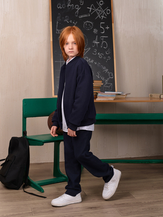 Бомбер для мальчика  SCHOOL синий