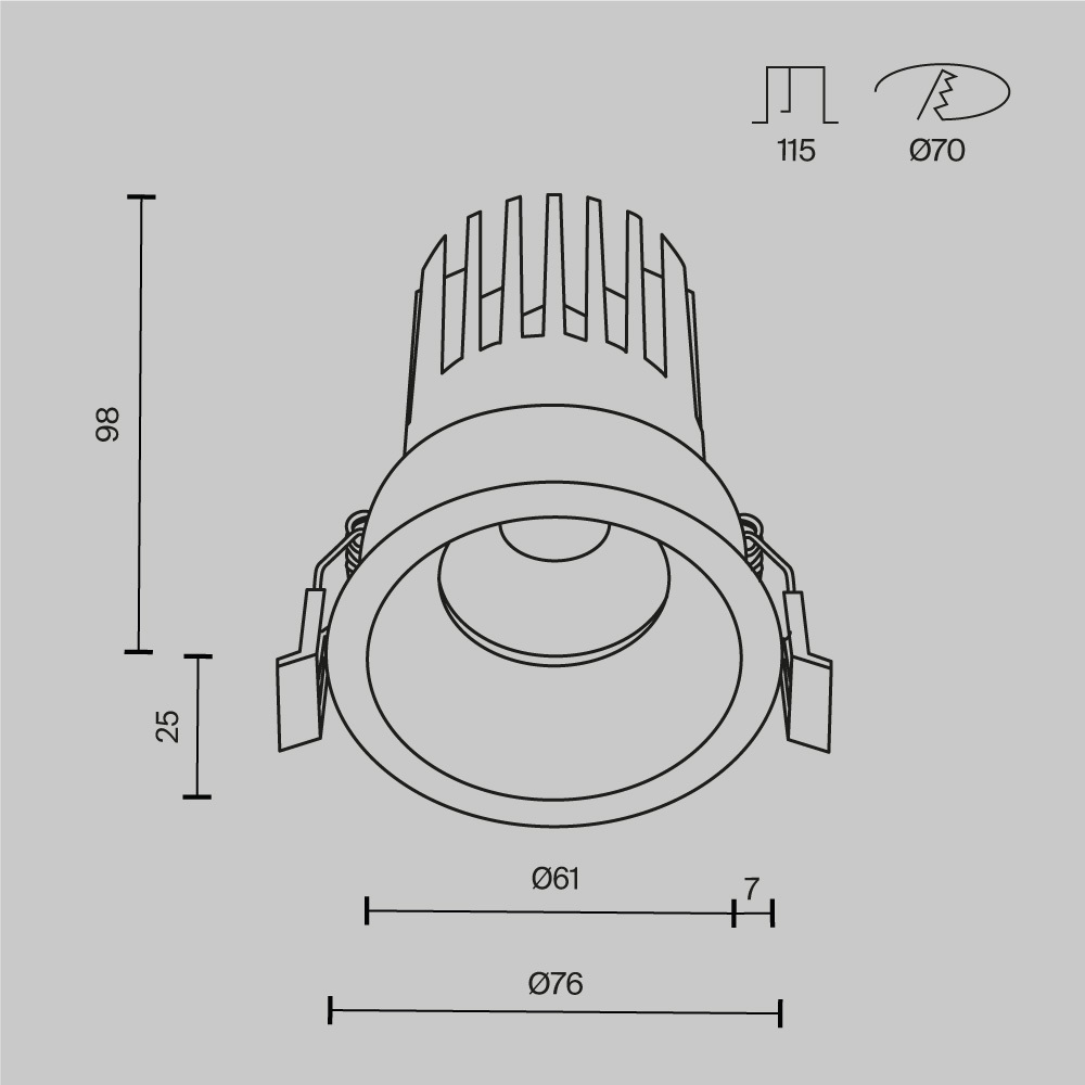 Встраиваемый светодиодный светильник Maytoni Dip DL117-15W-4K-W