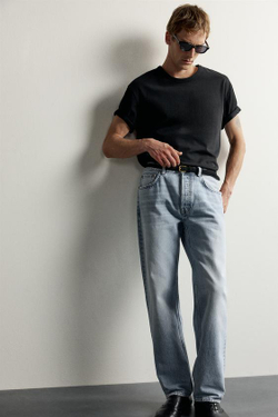 ZARA ДЖИНСЫ STRAIGHT LEG, СИНИЙ