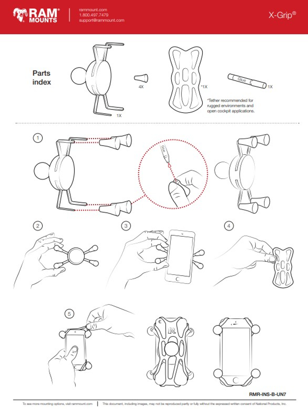 Крепление для смартфона RAM MOUNTS X-Grip Large с технологией Vibe-Safe и основанием под бачок тормоза/сцепления