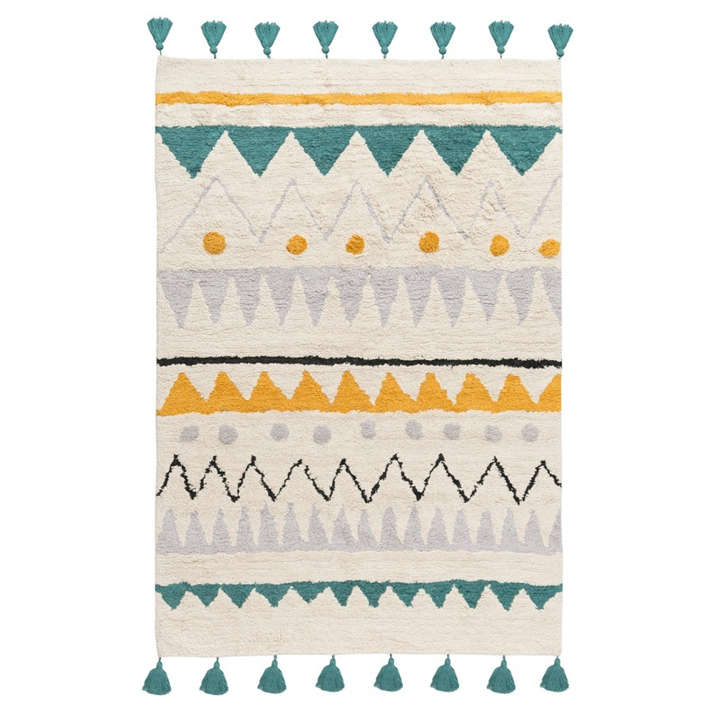Ковер из хлопка с контрастным этническим орнаментом из коллекции ethnic, 120x180 см