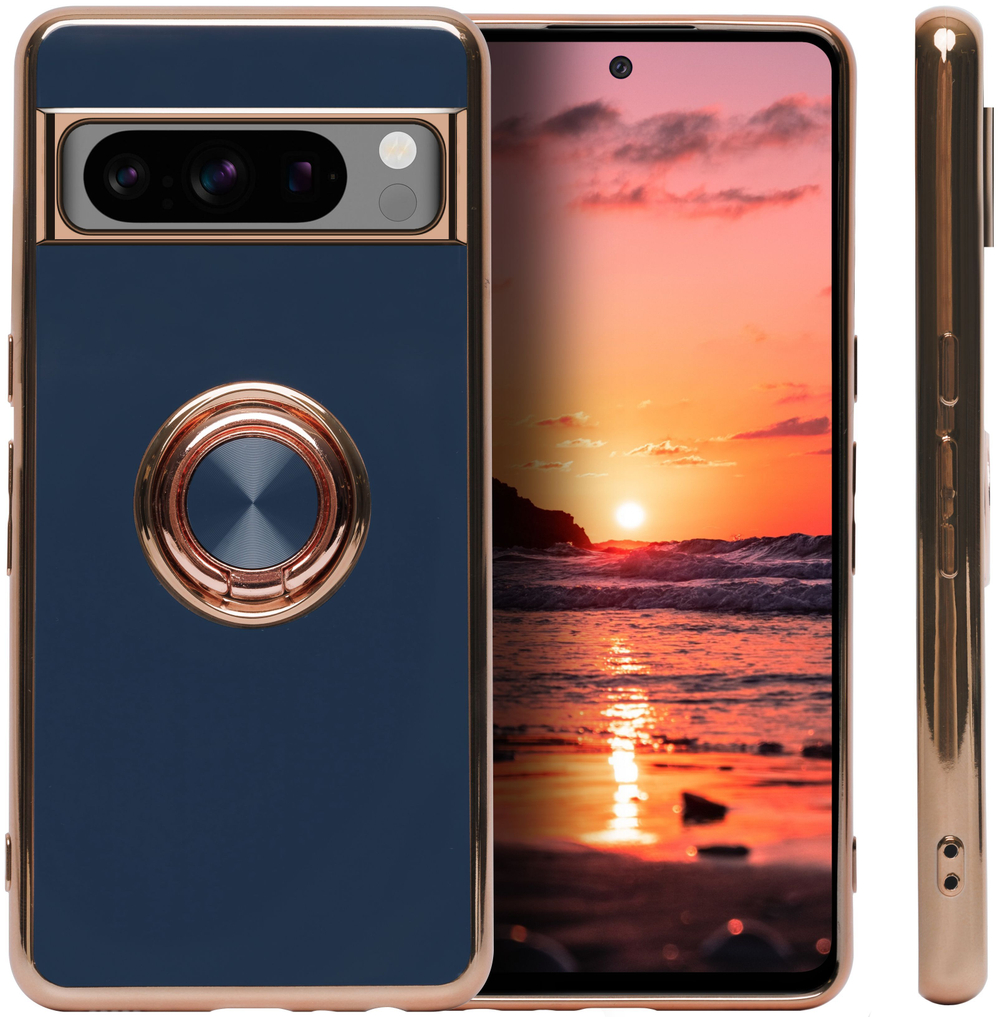 Стильный глянцевый чехол для GOOGLE PIXEL 8 PRO с кольцом-подставкой и бархатной подкладкой