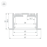 Профиль с экраном SL-LINIA62-F-2500 ANOD+OPAL (Arlight, Алюминий)