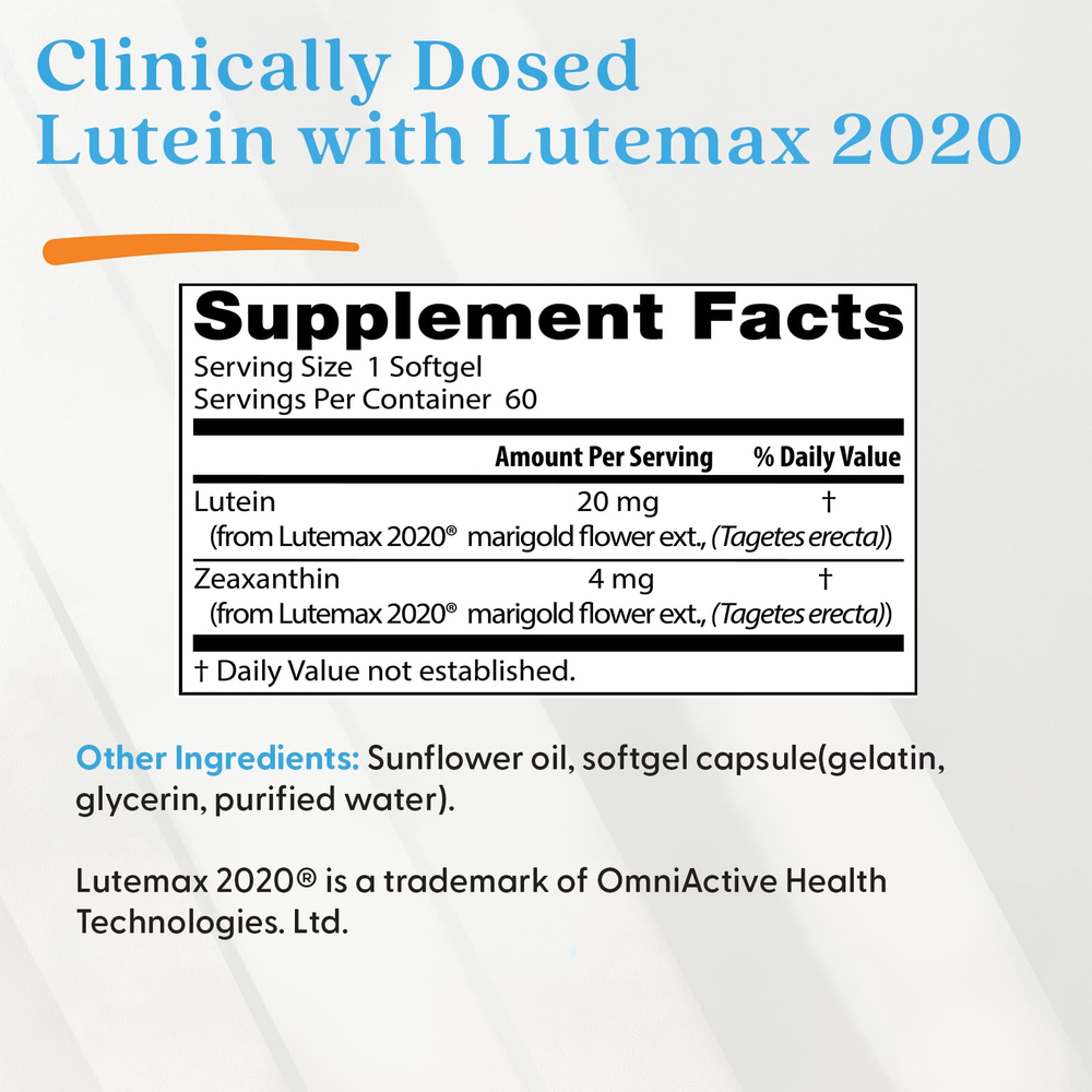 Doctor's Best, лютеин, Lutemax 2020, 60 капсул