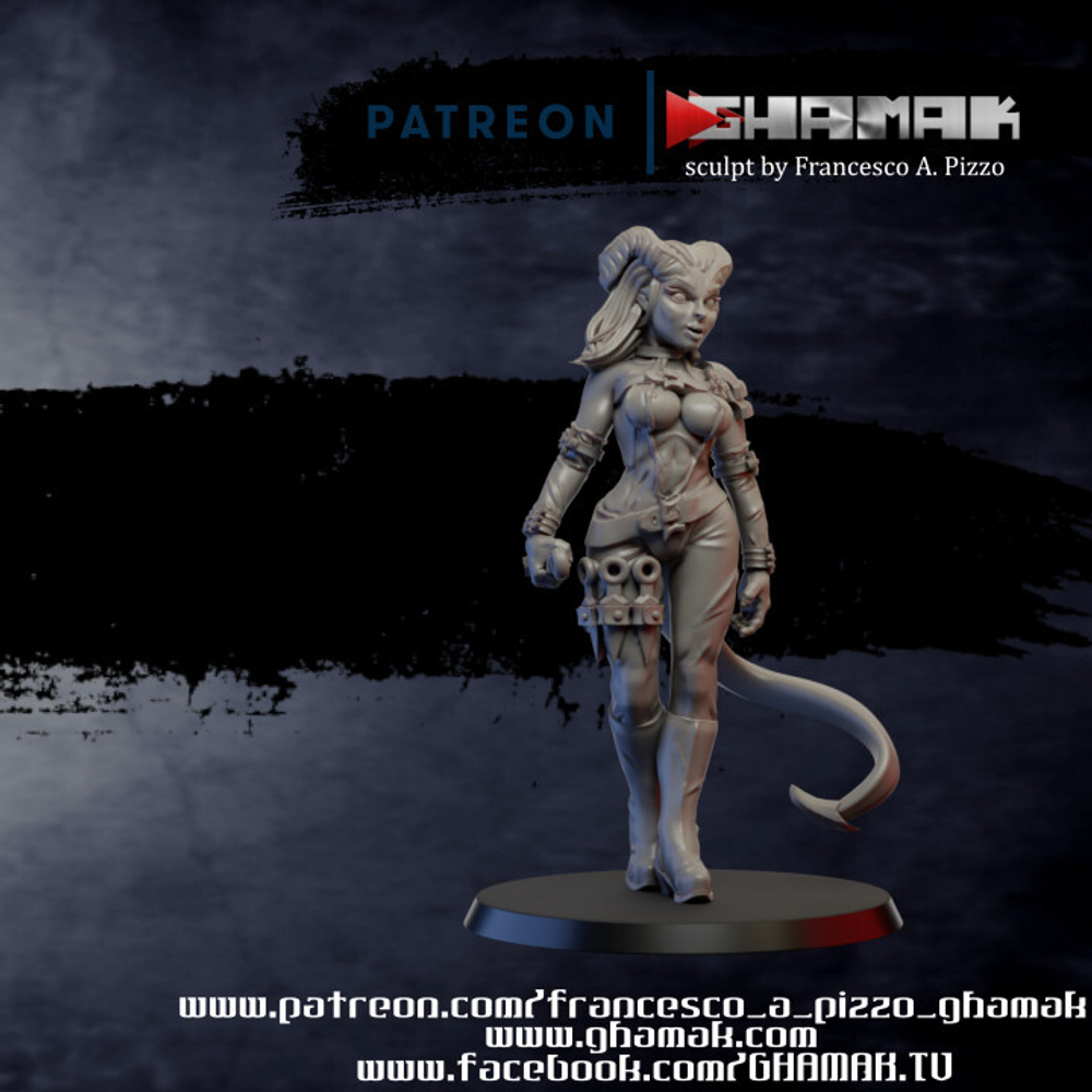 Grand Alliance Chaos Everchosen and Slaves to Darkness Хаосопоклонница Тифлинг миниатюра для dnd, днд, pathfinder, фентези, Настольная игра, НРИ, Варгейм, РПГ