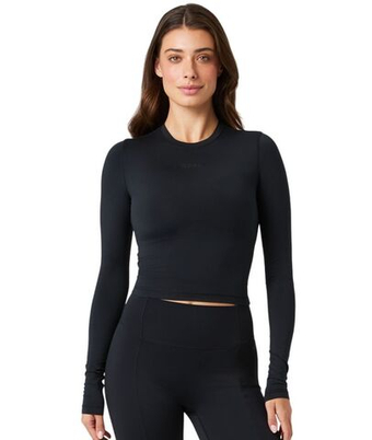Женская теннисная футболка с длинным рукавом Björn Borg Studio Soft Cropped - black beauty