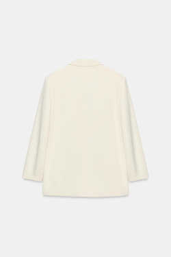 ZARA ДВУБОРТНЫЙ БЛЕЙЗЕР ОВЕРСАЙЗ, ЖЕЛТОВАТО-БЕЛЫЙ