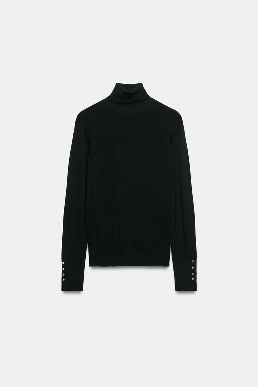 ZARA БАЗОВЫЙ СВИТЕР С ВЫСОКИМ ВОРОТНИКОМ, ЧЕРНЫЙ