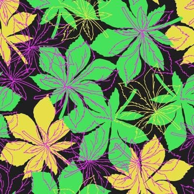 Листья каштана на черном фоне