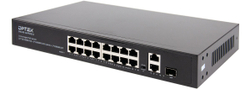 Коммутатор-свитч DPTEK DK100, 16 портов RJ45 PoE 100Мбит/с, 2 порта Uplink 1Гбит/с, 1 порт SFP