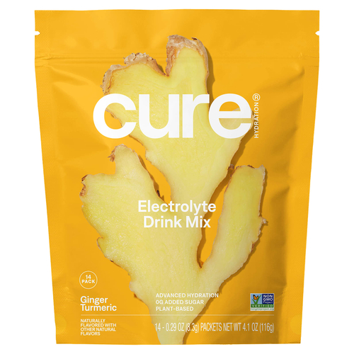 Cure Hydration, увлажняющая смесь электролитов, со вкусом имбиря и куркумы, 14 пакетиков по 8,3 г (0,29 унции) каждый
