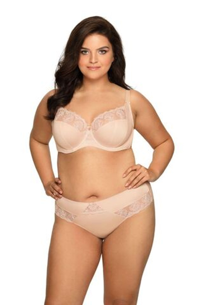 Бюстгальтер plus size на косточках с нежными кружевными элементами (Размер: 85I) (Цвет: телесный)