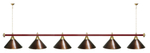 Лампа STARTBILLIARDS 6 пл. (плафоны зеленые,штанга зеленая,фурнитура золото)