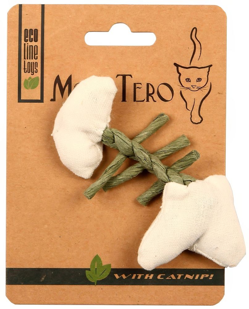 MON TERO ECO Игрушка для кошек, Рыбья кость с кошачьей мятой, белая, 11 см