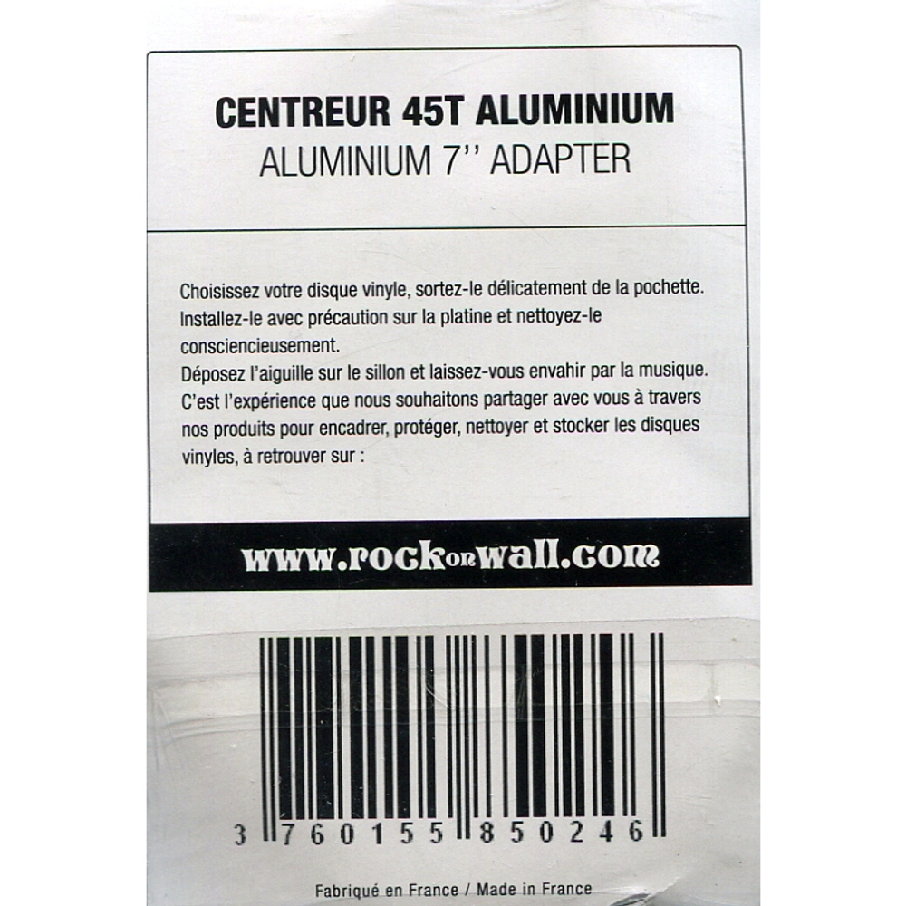 Адаптер Для 7" Виниловых Пластинок (Centreur 45T Aluminium 7" Adapter Rock On Wall)