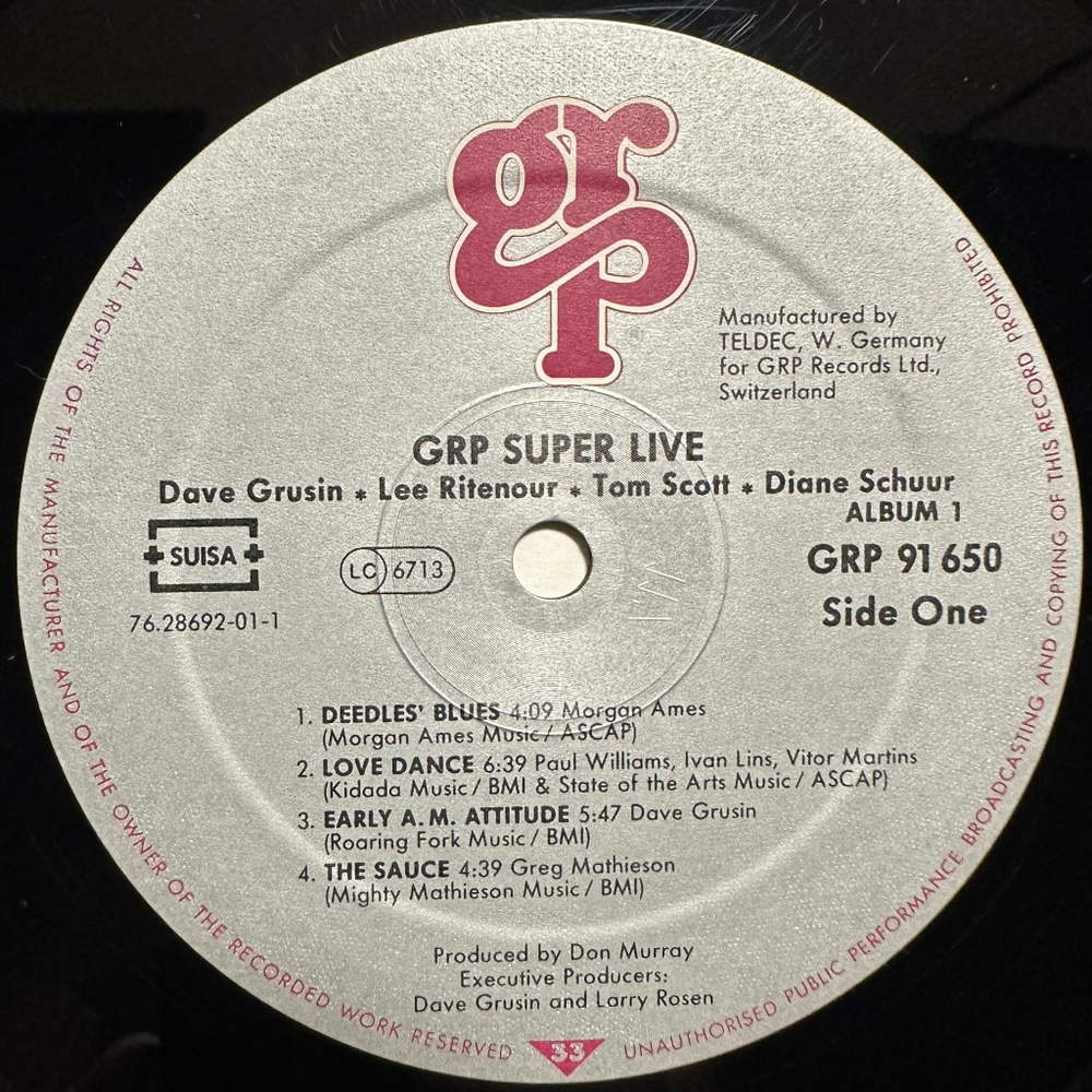 Dave Grusin / Lee Ritenour / Chick Corea / Diane Schuur / Tom Scott - GRP Super Live 2LP (Швейцария 1988г.)