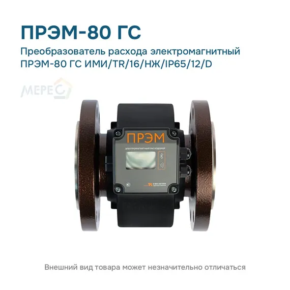 Преобразователь расхода электромагнитный ПРЭМ-80 ГС ИМИ/TR/16/НЖ/IP65/12/D