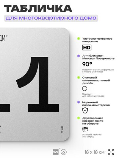 Табличка с номером этажа 11, для многоквартирного жилого дома, серия СОСЕДИ, 18х18 см, пластиковая, Айдентика Технолоджи