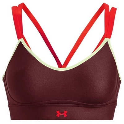 ТОП теннисный Under Armour Women's UA Infinity Low Strappy Sports Bra - chestnut red/phosphor gree