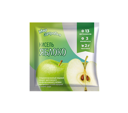 Кисель "Яблоко" обогащенный витаминами / 20 г / саше / Мир Здоровья