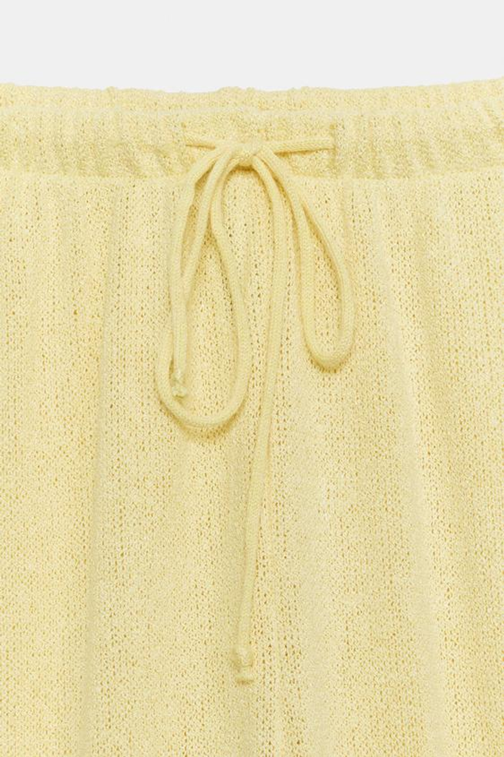 ZARA БРЮКИ WIDE LEG ИЗ ТКАНИ В ДЕРЕВЕНСКОМ СТИЛЕ, СВЕТЛО-ЖЕЛТЫЙ