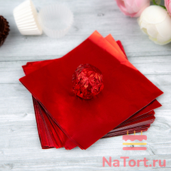 Фольга оберточная для конфет Красная 10x10 см, 100 шт.